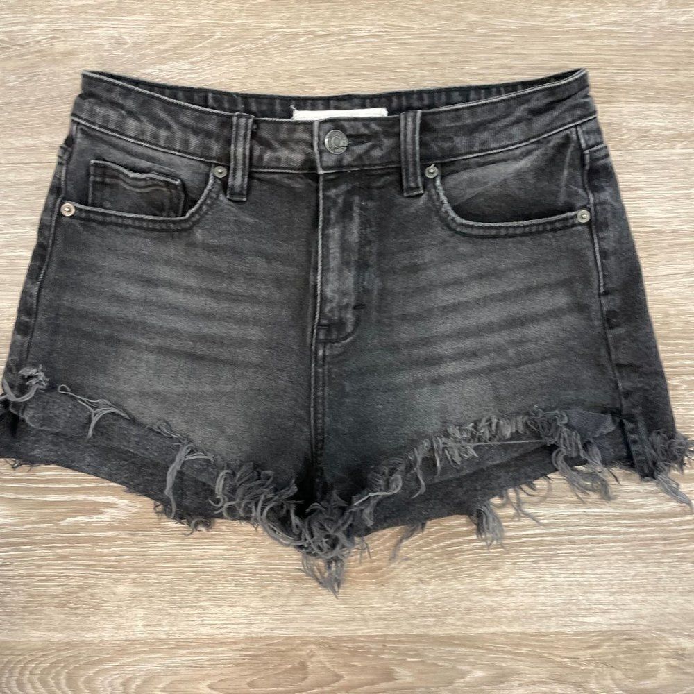 HIDDEN High Waist Moms Mini Denim Shorts in Black M